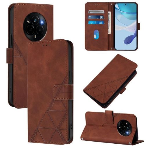 Realme Narzo 80 Pro Brown 3D Embossed Flip Leather Crossbody Case - 1