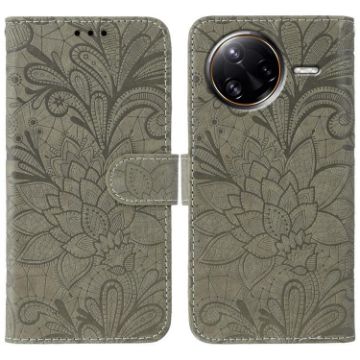Xiaomi Poco F7 Ultra/Redmi K80 Pro Grey Lace Flower Flip Leather Case - 1