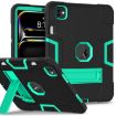 iPad Pro 13 2024 Black Mint Green Silicone Acrylic Case with Holder - 1
