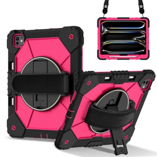 iPad Pro 13 2024 Black Rose Red Silicone Hybrid Tablet Case - 1