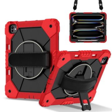 iPad Pro 13 2024 Red Black Silicone Hybrid Tablet Case - 1
