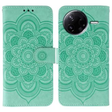 Xiaomi Poco F7 Pro/Redmi K80 Green Sun Mandala Embossed Leather Case - 1