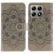 Xiaomi 14T Grey Leather Case - Sun Mandala Embossing Pattern - 1