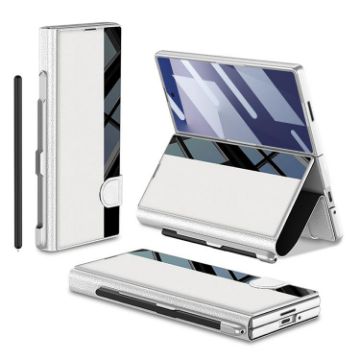 Samsung Galaxy Z Fold7 5G Flip Case with Pen Slot, Silver - GKK Full Cover - 1