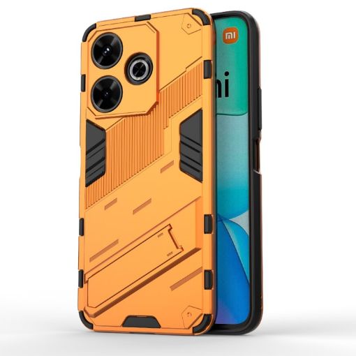 Xiaomi Redmi 13 4G Punk Armor Phone Case with Holder - Orange - 1