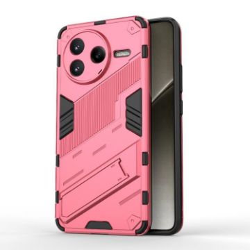 Redmi K80/Poco F7 Pro Punk Armor Phone Case with Holder - Light Red - 1