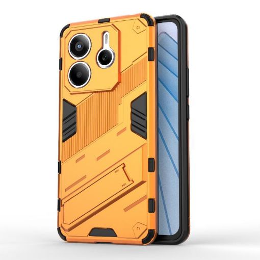 Redmi Note 14 5G Punk Armor Phone Case with Holder - Orange - 1