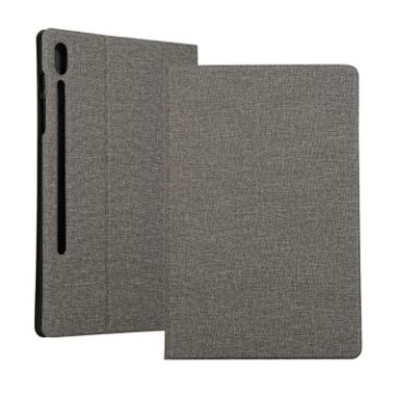 Samsung Galaxy Tab S7/S8 Leather Case with Holder - Gray (2020) - 1