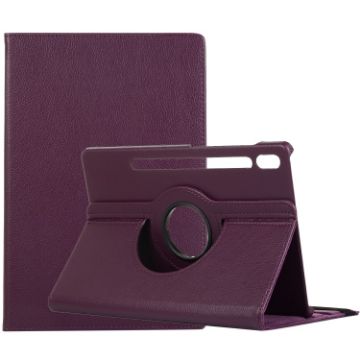 Samsung Galaxy Tab S7/S8 Litchi Texture 360 Flip Leather Case Purple - 1