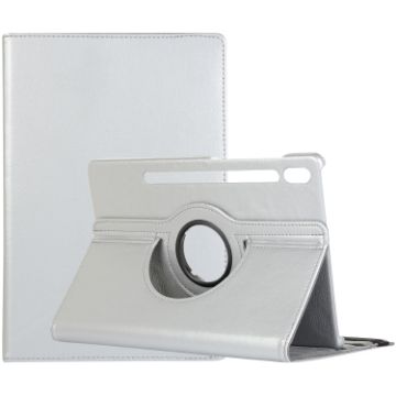 Samsung Galaxy Tab S7/S8 Litchi Texture 360 Rotation Leather Case Silver - 1