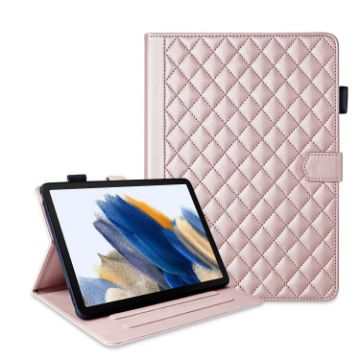 Samsung Galaxy Tab A8 10.5 Rhombus Leather Case - Rose Gold - 1
