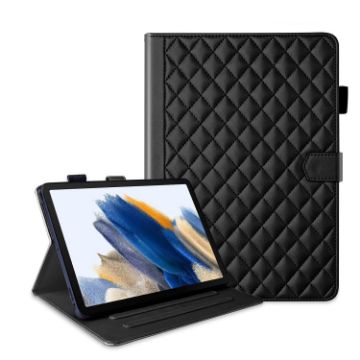 Samsung Galaxy Tab A8 10.5 Leather Tablet Case - Rhombus Lattice Black - 1