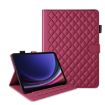 Samsung Galaxy Tab S10 FE+ Red Rhombus Lattice Leather Case - 1