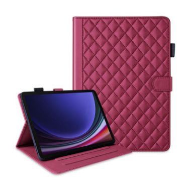 Samsung Galaxy Tab S10 FE+ Red Rhombus Lattice Leather Case - 1