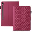 Samsung Galaxy Tab S10 FE+ Red Rhombus Lattice Leather Case - 2