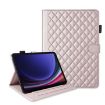 Samsung Galaxy Tab S10 FE+ Rhombus Lattice Leather Case Rose Gold - 1