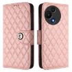 TCL 60 SE NxtPaper/605 Coral Pink Rhombic Flip Leather Case with Lanyard - 2