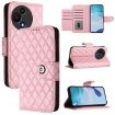 TCL 60 SE NxtPaper/605 Pink Rhombic Flip Leather Case with Lanyard - 1
