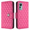 Ulefone Note 14 Flip Leather Case with Lanyard - Rose Red Rhombic Texture - 2