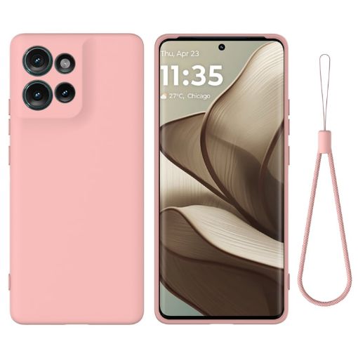 Motorola Edge 50 Pink Liquid Silicone Dropproof Phone Case Full Coverage - 1