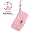 Samsung Galaxy A07 4G Pink Rhombic Texture Flip Leather Case with Lanyard - 5