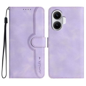 Redmi Turbo 4 Pro/Poco F7 Heart Pattern Leather Case - Purple - 1