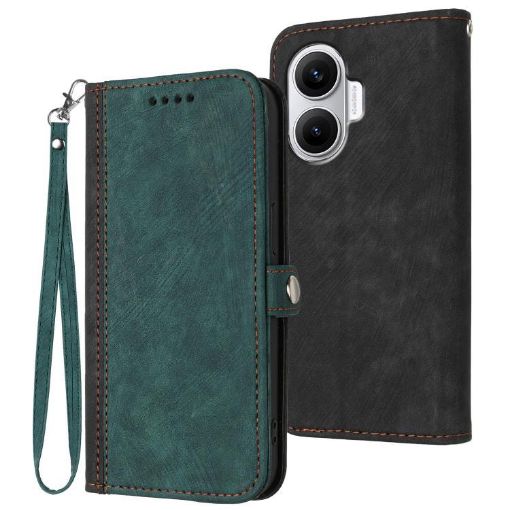 Redmi Turbo 4 Pro/Poco F7 Dark Green Leather Phone Case with Strap - 1