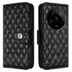 Xiaomi 14 Ultra Black Rhombic Texture Flip Leather Case with Lanyard - 2