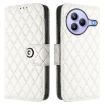 Xiaomi Civi 5 Pro 5G White Rhombic Texture Flip Leather Case with Lanyard - 2