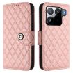 Xiaomi 15S Pro 5G Coral Pink Rhombic Texture Flip Leather Case - 2