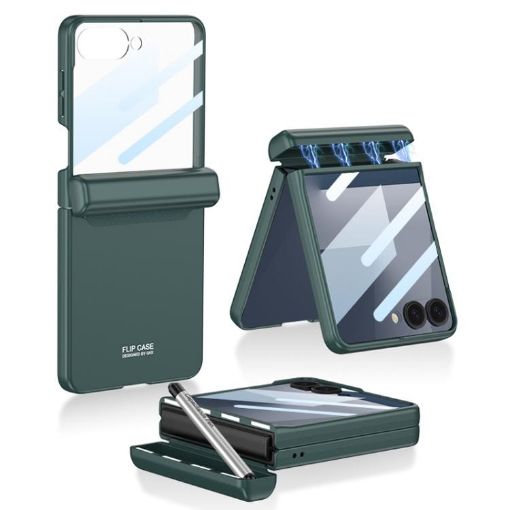 Samsung Galaxy Z Flip7 5G Case with Pen Box+Pen, Night Green, GKK Magnetic - 1