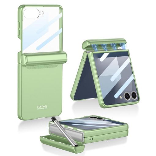 Samsung Galaxy Z Flip7 5G GKK Magnetic Full Coverage Case + Pen (Green) - 1