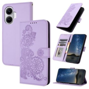 Redmi Turbo 4 Pro/Poco F7 Datura Flower Embossed Purple Leather Case - 1