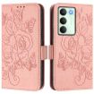 Realme 14x/V70/C75 5G Pink Embossed Rose RFID Leather Phone Case - 2