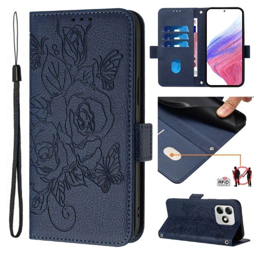 Ulefone Note 18 Ultra Dark Blue Embossed Rose RFID Leather Case - 1