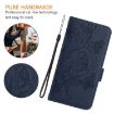 TCL 605/60 SE Dark Blue Embossed Rose RFID Anti-theft Leather Case - 7