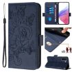 OnePlus Ace 5 Racing Embossed Rose RFID Leather Case - Dark Blue - 1