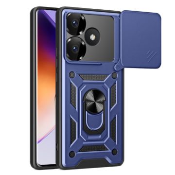 Xiaomi Poco F6 Case - Blue Sliding Camera Cover TPU Hybrid PC Design - 1