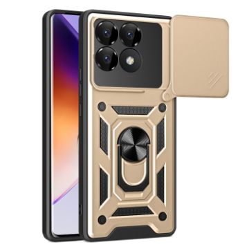 Xiaomi Poco F6 Pro Gold Case with Sliding Camera Cover TPU Hybrid PC - 1
