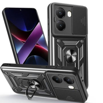 Xiaomi Poco X7 Pro 5G Case - Black Sliding Camera Cover TPU Hybrid PC - 1