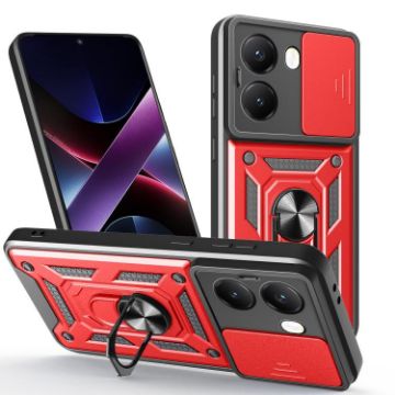 Xiaomi Poco X7 Pro 5G Case - Red Sliding Camera Cover TPU Hybrid PC - 1