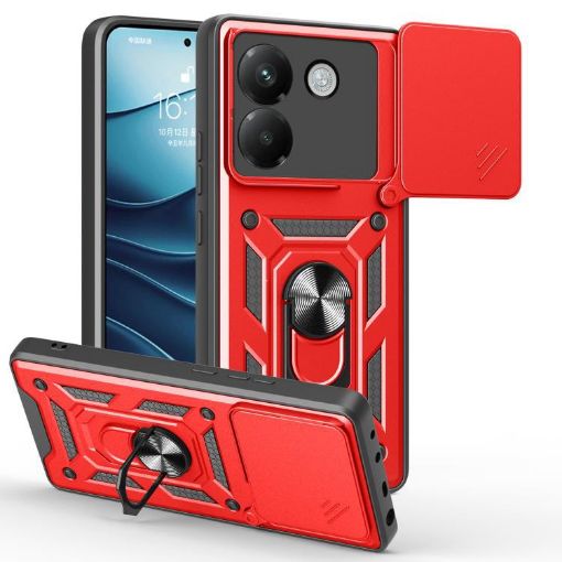 Xiaomi Poco M7 Pro 5G Red TPU Hybrid PC Case with Sliding Camera Cover - 1