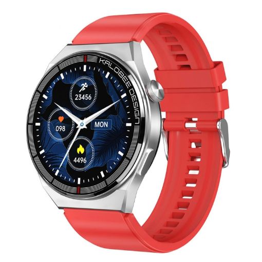 Red 1.3" Silicone Band Smart Watch IP68 Waterproof with Bluetooth Call - 1