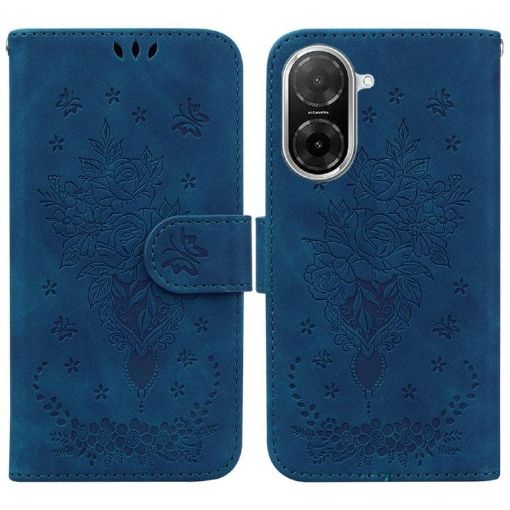 Redmi A5 4G Blue Butterfly Rose Embossed Leather Phone Case 171.7mm - 1