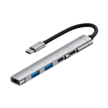 5 in 1 USB-C/Type-C Multi-function HUB Adapter - Silver - 1