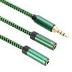 3m Green 3.5mm Male to Dual Audio & Microphone Adapter Cable - 1