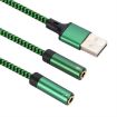 USB-A to Dual 3.5mm Audio Adapter Cable, 3m, Green - 1