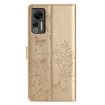 Ulefone Note 14 Gold Leather Phone Case - Butterflies & Flowers Design - 3