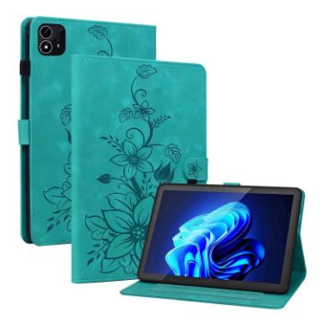 itel Pad One 10.1 Green Lily Embossed Leather Tablet Case - 1