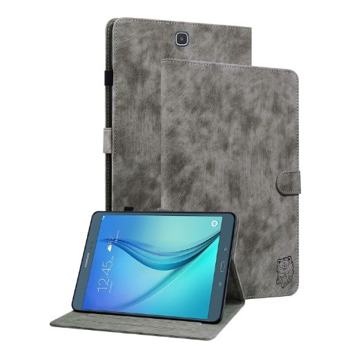 Samsung Galaxy Tab A 9.7 T550 T555 Tiger Flip Leather Case Grey - 1